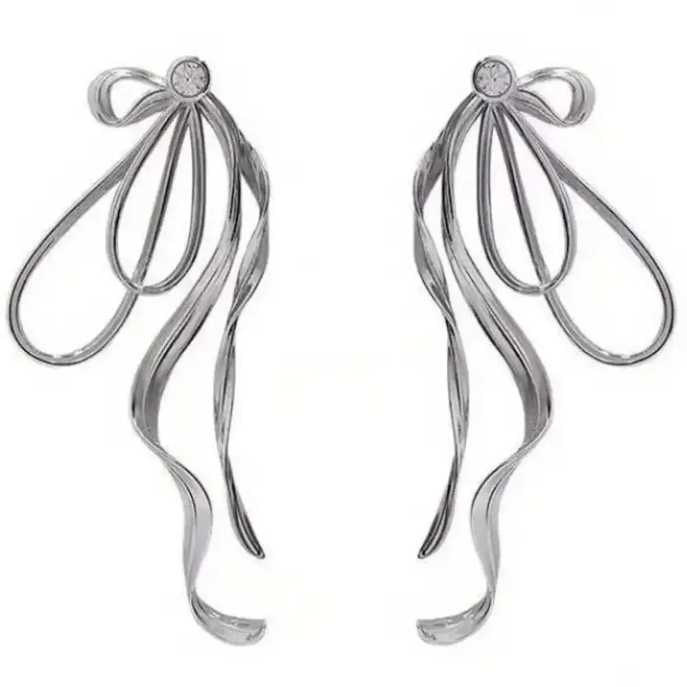 Silver Bow Stud Earrings 925 post